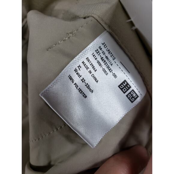 Uniqlo Pants Size 31 Womens Beige Stretch Chino Khaki Pleated Straight NWT - Picture 6 of 14